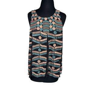 Akemi + Kin Anthropologie Kalila Embroidered Sheer Swing Tank Top Sz M Colorful